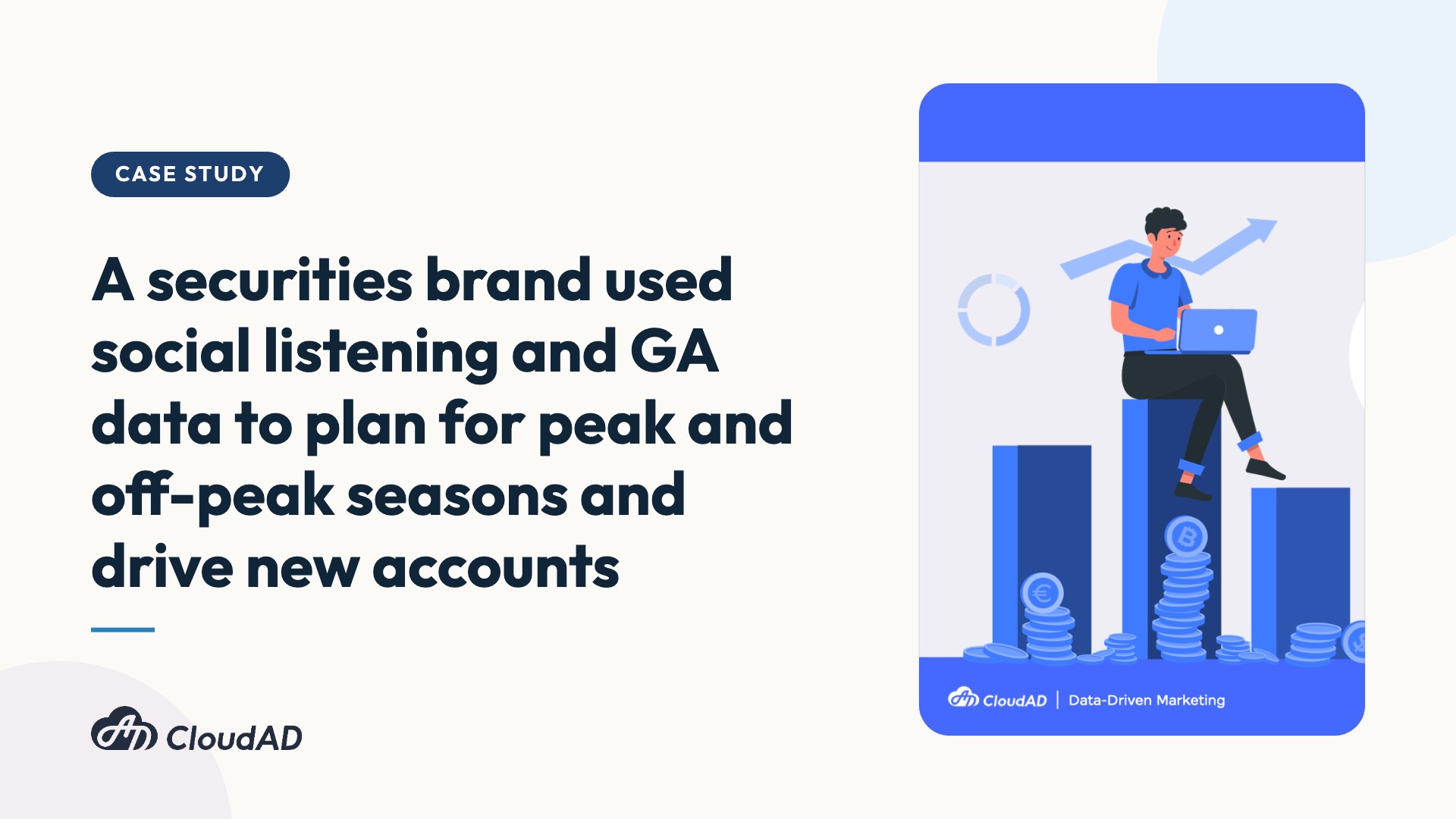 A securities brand used social listening and GA data to plan for peak and off-peak seasons and drive new accounts